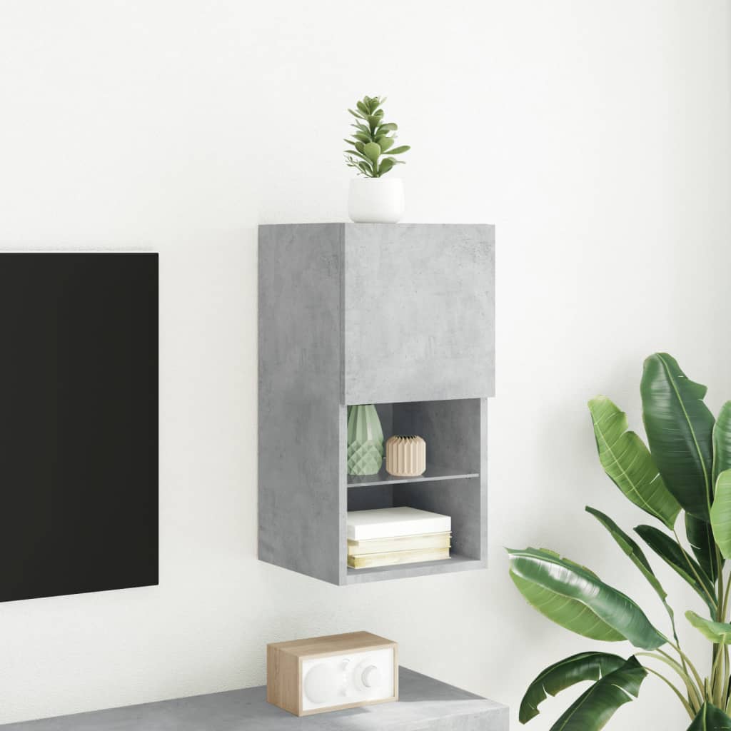 vidaXL TV Cabinet with LED Lights Concrete Grey 30.5x30x60 cm