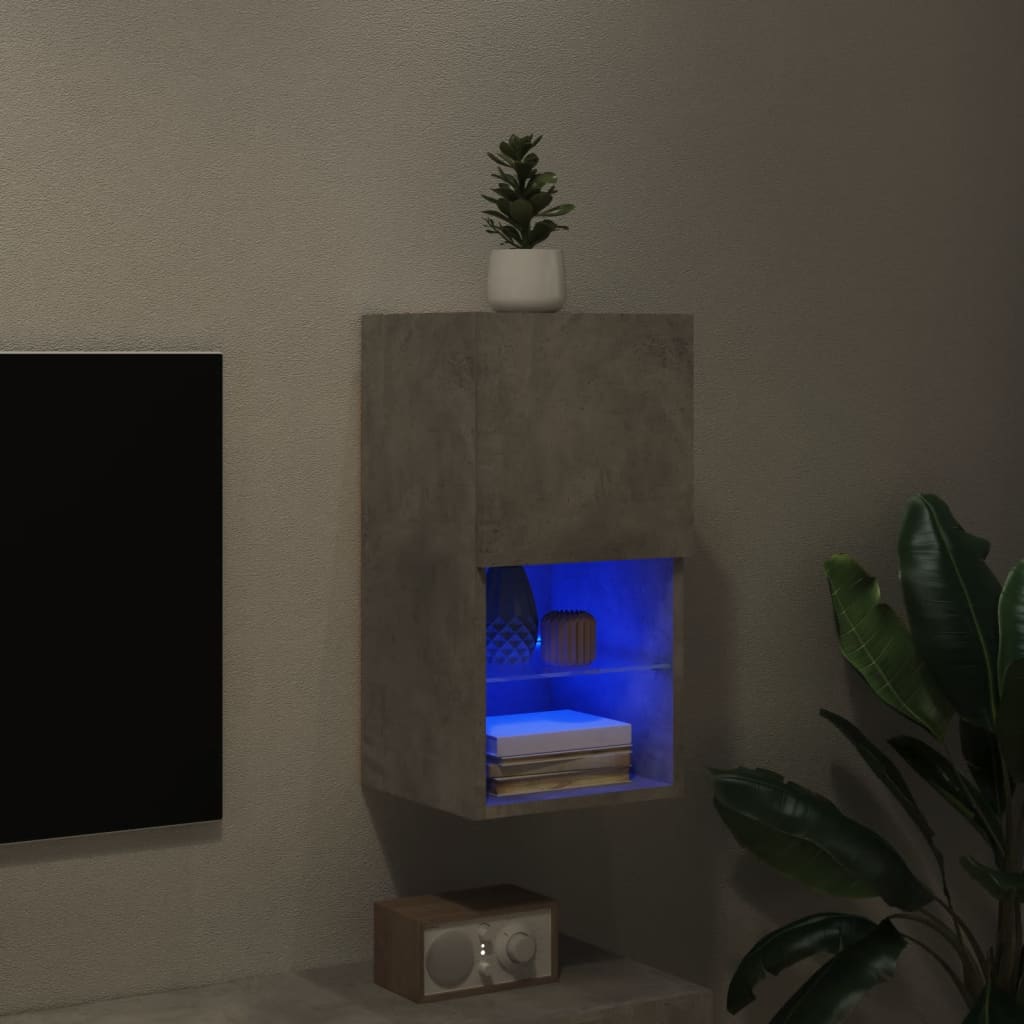 vidaXL TV Cabinet with LED Lights Concrete Grey 30.5x30x60 cm