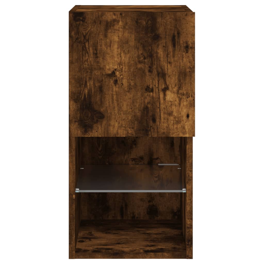 vidaXL TV Cabinet with LED Lights Smoked Oak 30.5x30x60 cm