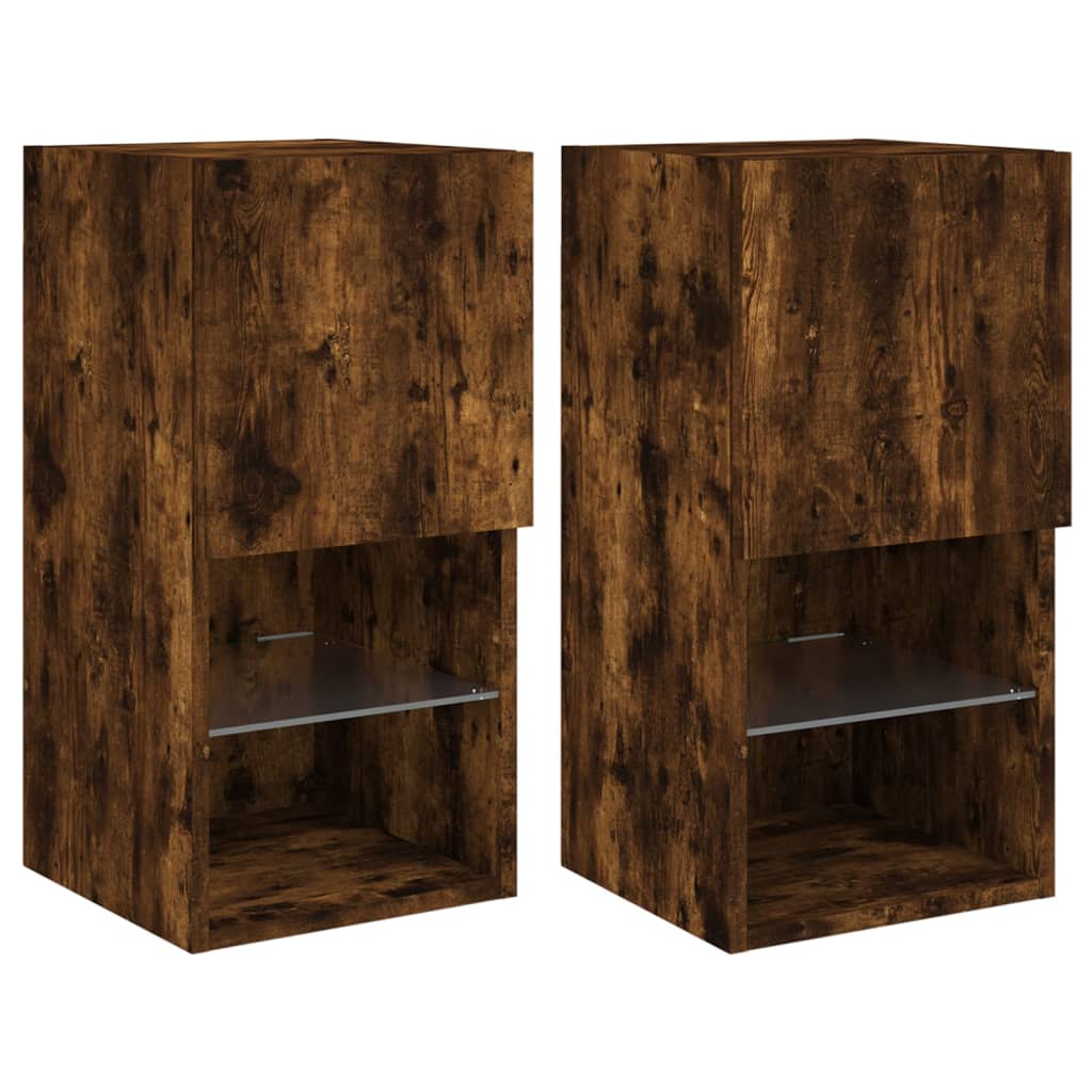 2 Piece TV Cabinet Set with LED Lights Smoked Oak 30,5x30x60 cm