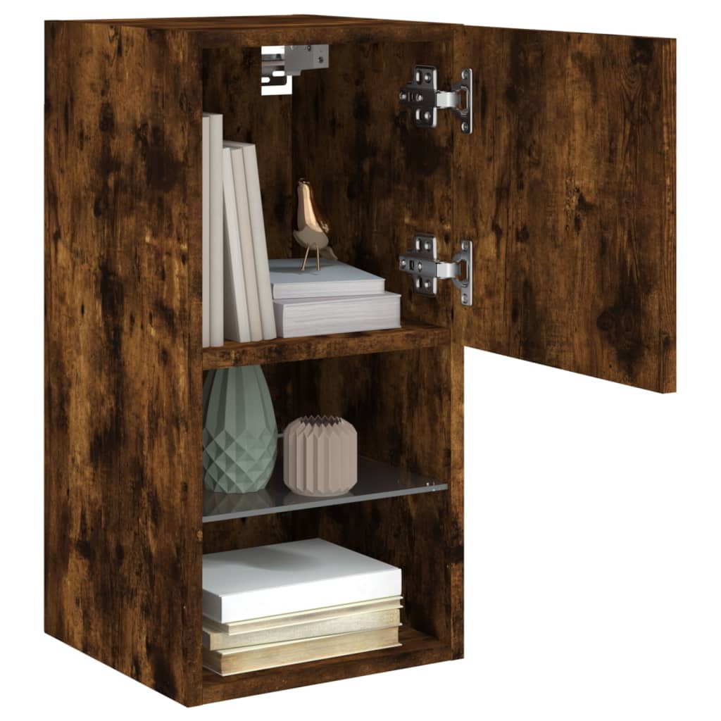 2 Piece TV Cabinet Set with LED Lights Smoked Oak 30,5x30x60 cm