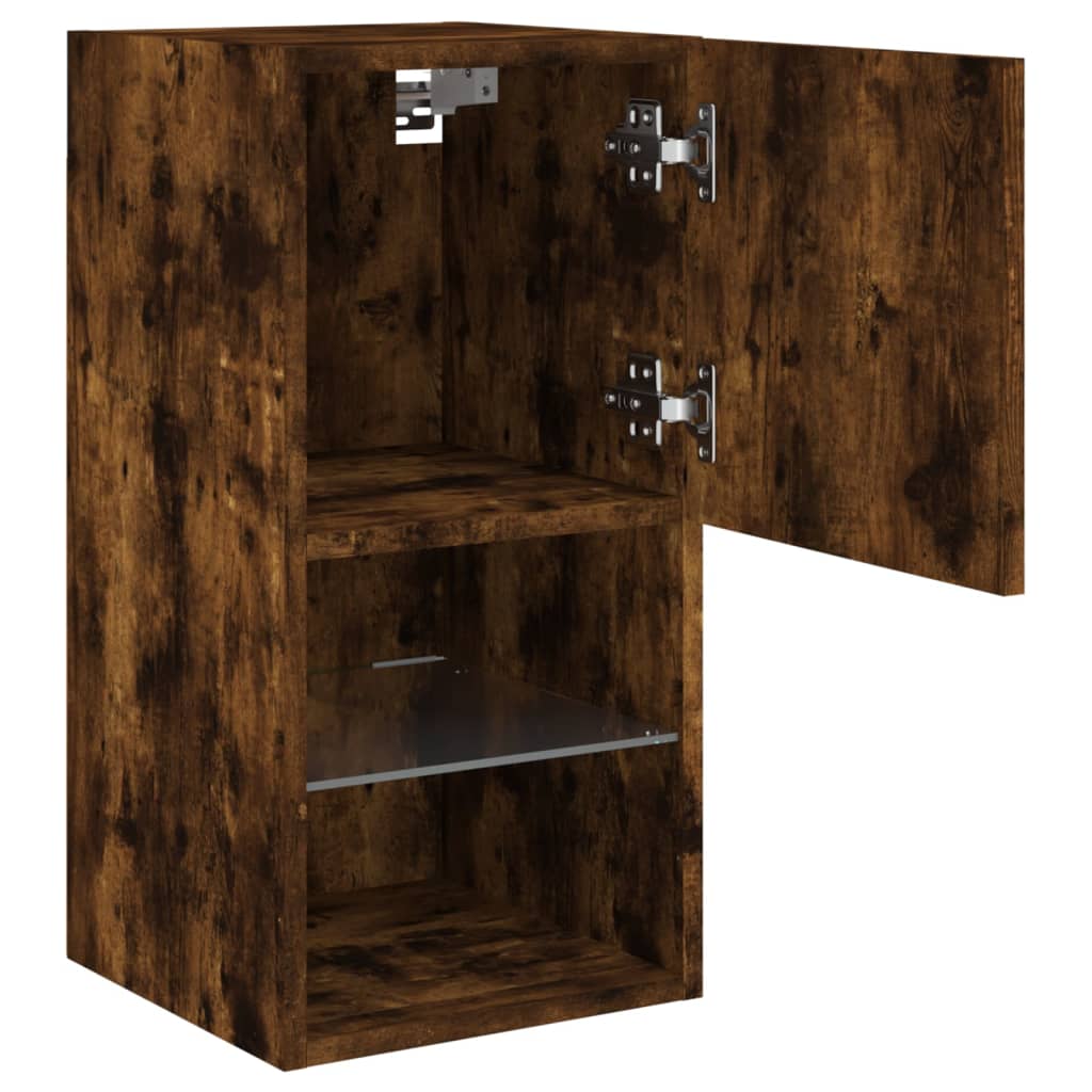 2 Piece TV Cabinet Set with LED Lights Smoked Oak 30,5x30x60 cm