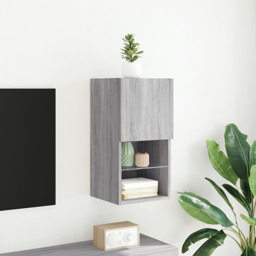 vidaXL TV Cabinet with LED Lights Grey Sonoma 30.5x30x60 cm