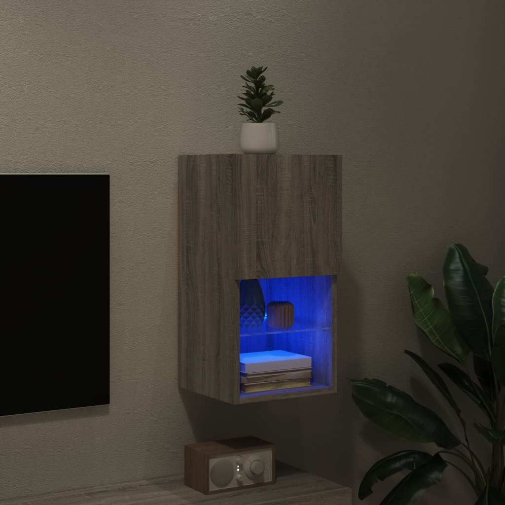 TV Cabinet with LED Lights Grey Sonoma 30,5x30x60 cm