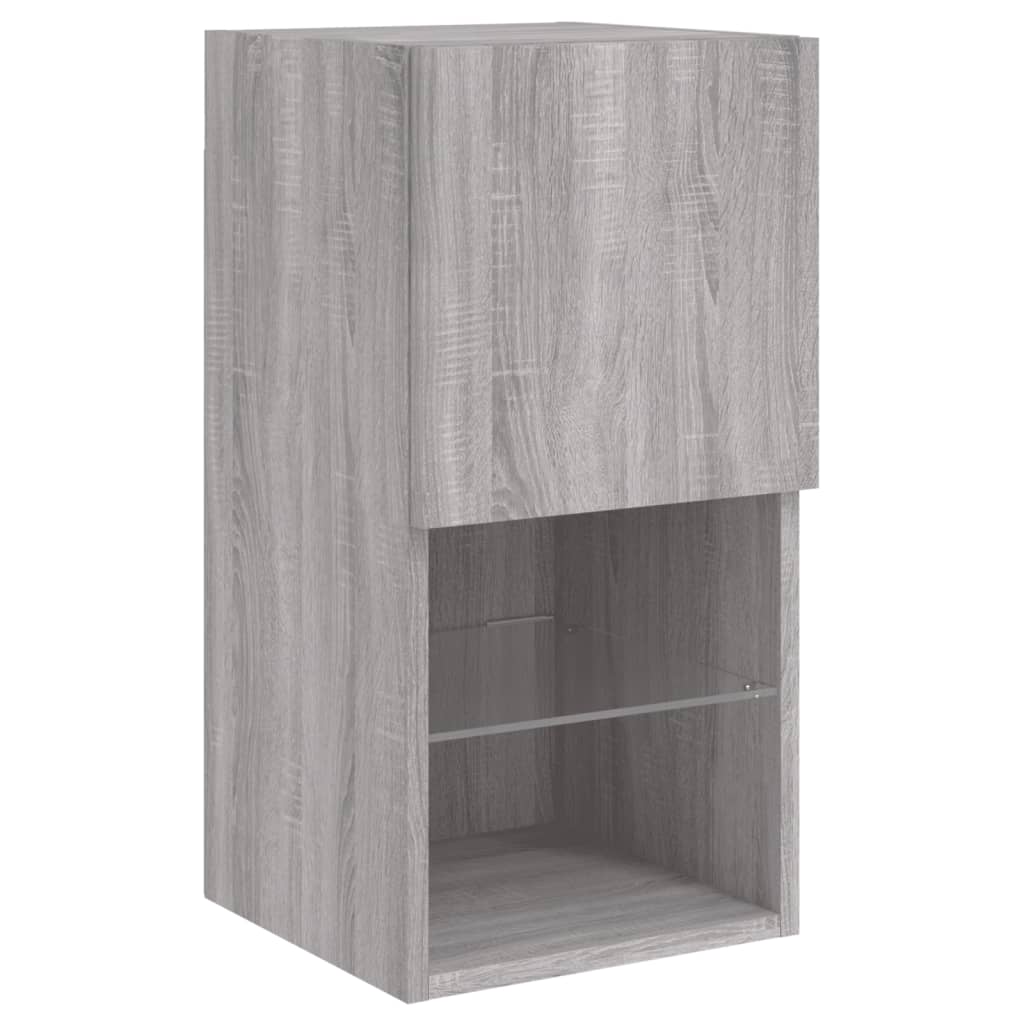 vidaXL TV Cabinet with LED Lights Grey Sonoma 30.5x30x60 cm