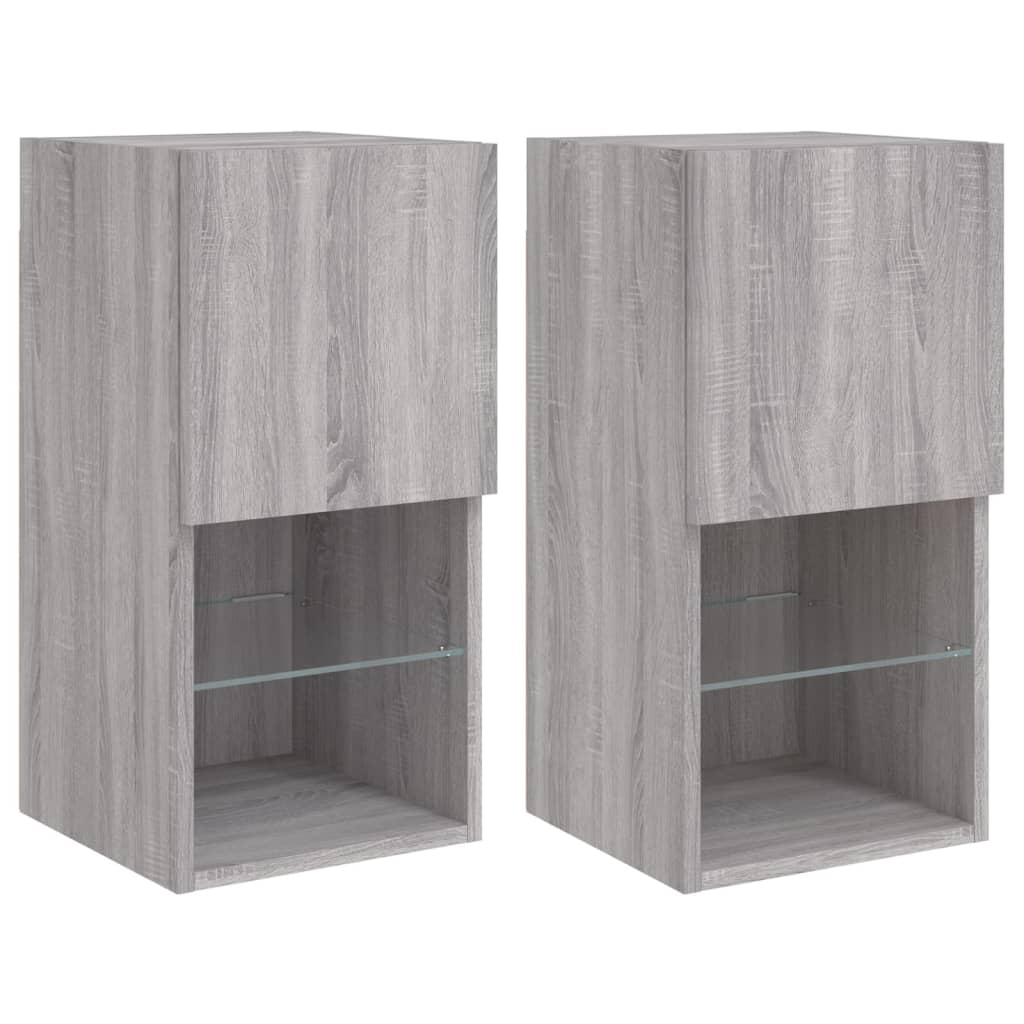 2 Piece TV Cabinet Set with LED Lights Grey Sonoma 30,5x30x60 cm