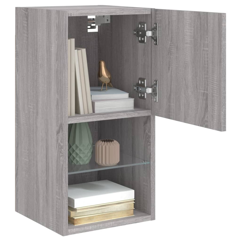 2 Piece TV Cabinet Set with LED Lights Grey Sonoma 30,5x30x60 cm