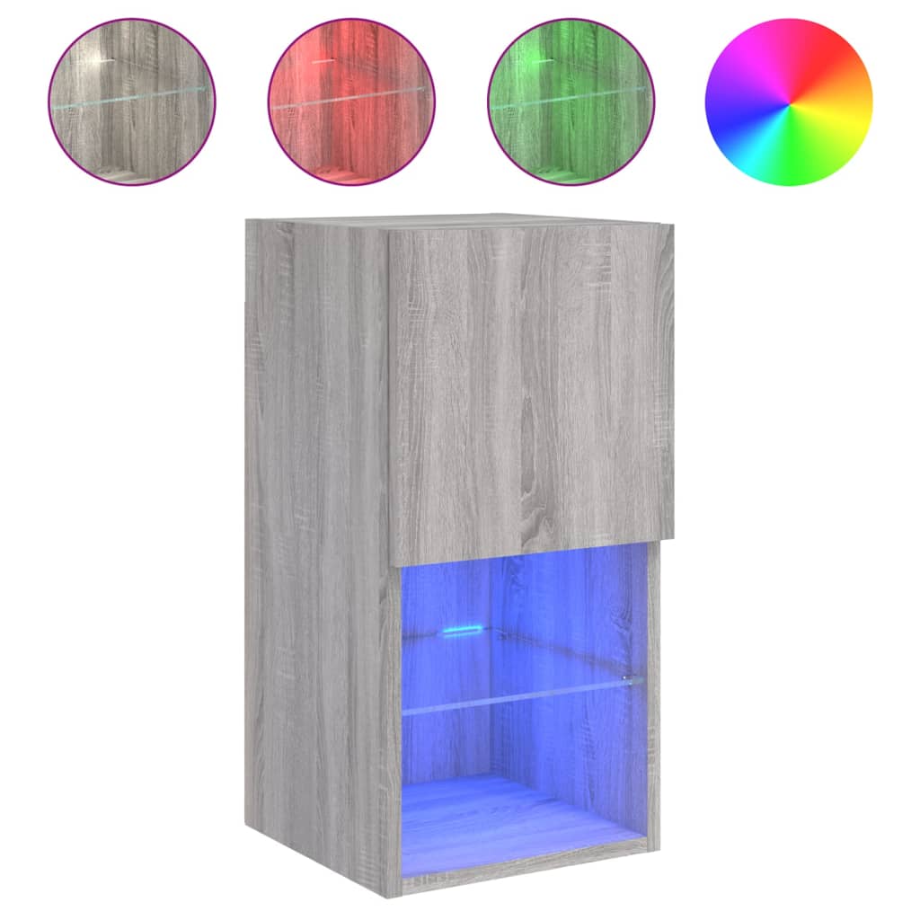 2 Piece TV Cabinet Set with LED Lights Grey Sonoma 30,5x30x60 cm