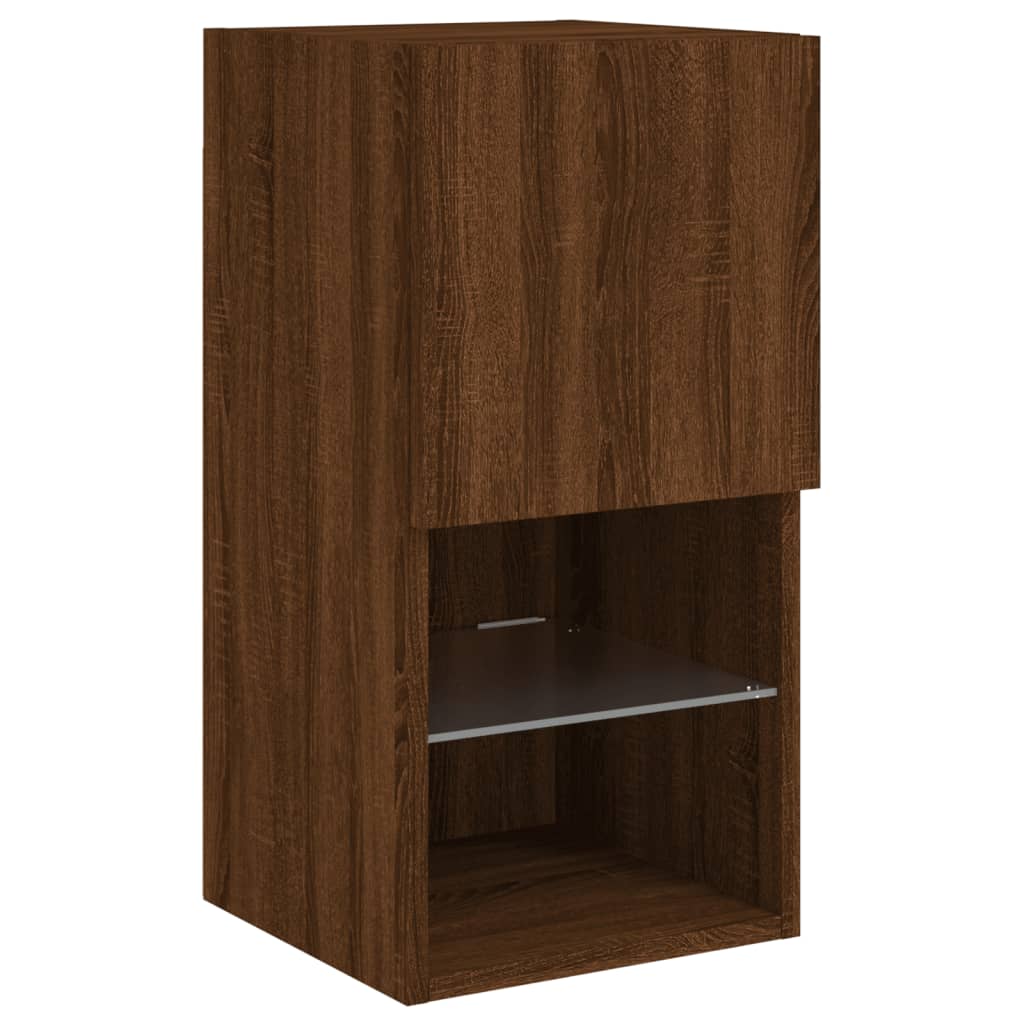 vidaXL TV Cabinet with LED Lights Brown Oak 30.5x30x60 cm