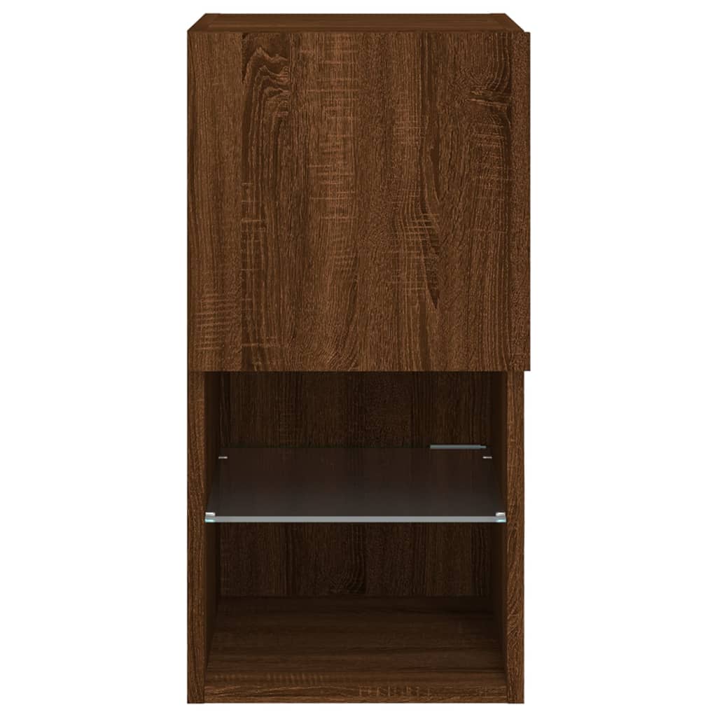 vidaXL TV Cabinet with LED Lights Brown Oak 30.5x30x60 cm