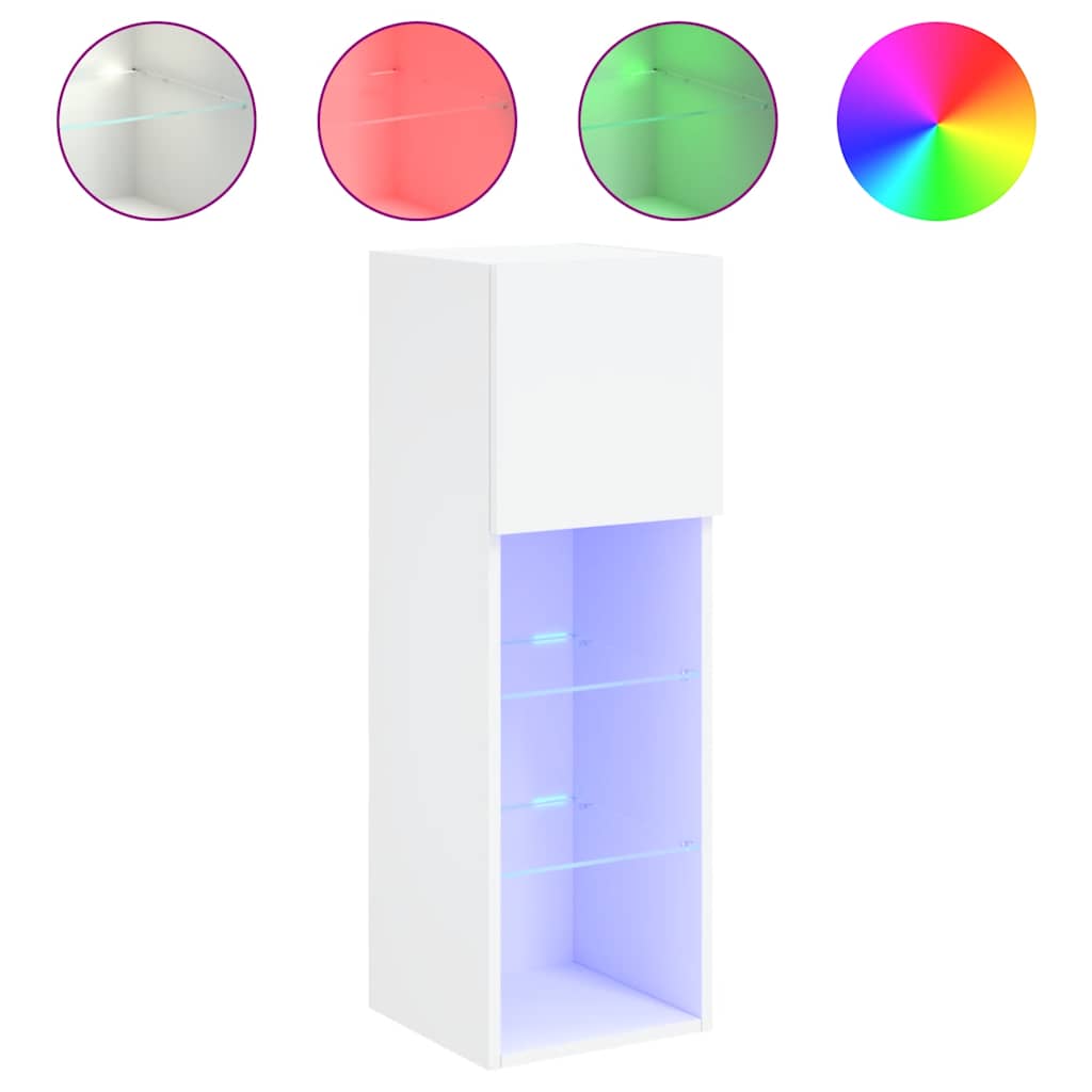TV Cabinet with LED Lights White 30,5x30x90 cm