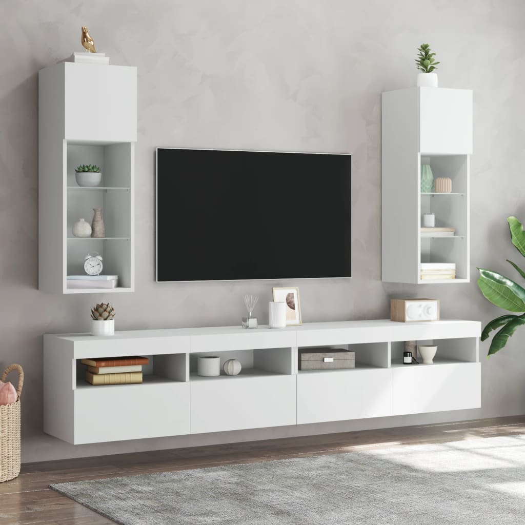 vidaXL TV Cabinet with LED Lights White 30.5x30x90 cm