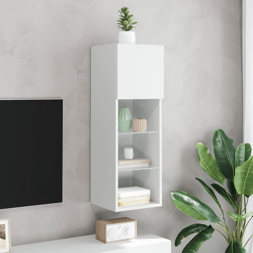 vidaXL TV Cabinet with LED Lights White 30.5x30x90 cm