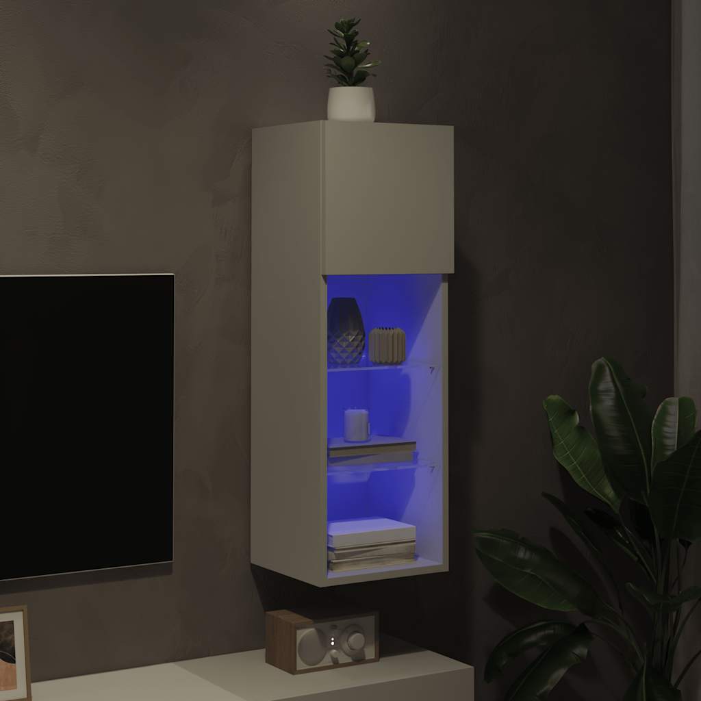 TV Cabinet with LED Lights White 30,5x30x90 cm