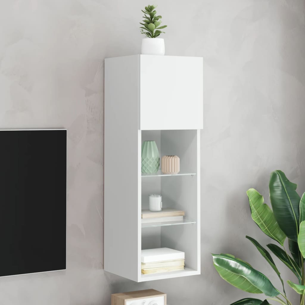 vidaXL TV Cabinet with LED Lights White 30.5x30x90 cm