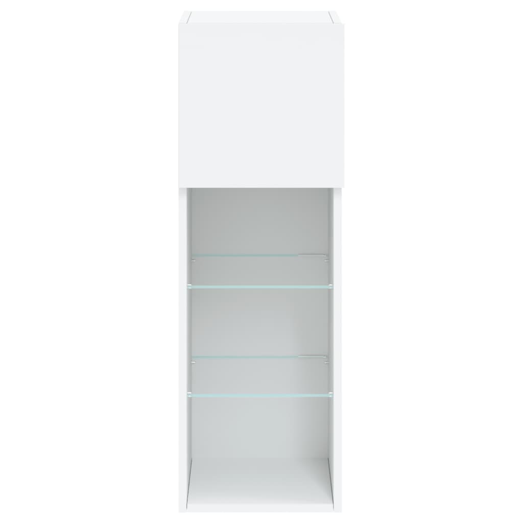 vidaXL TV Cabinets with LED Lights 2 pcs White 30.5x30x90 cm