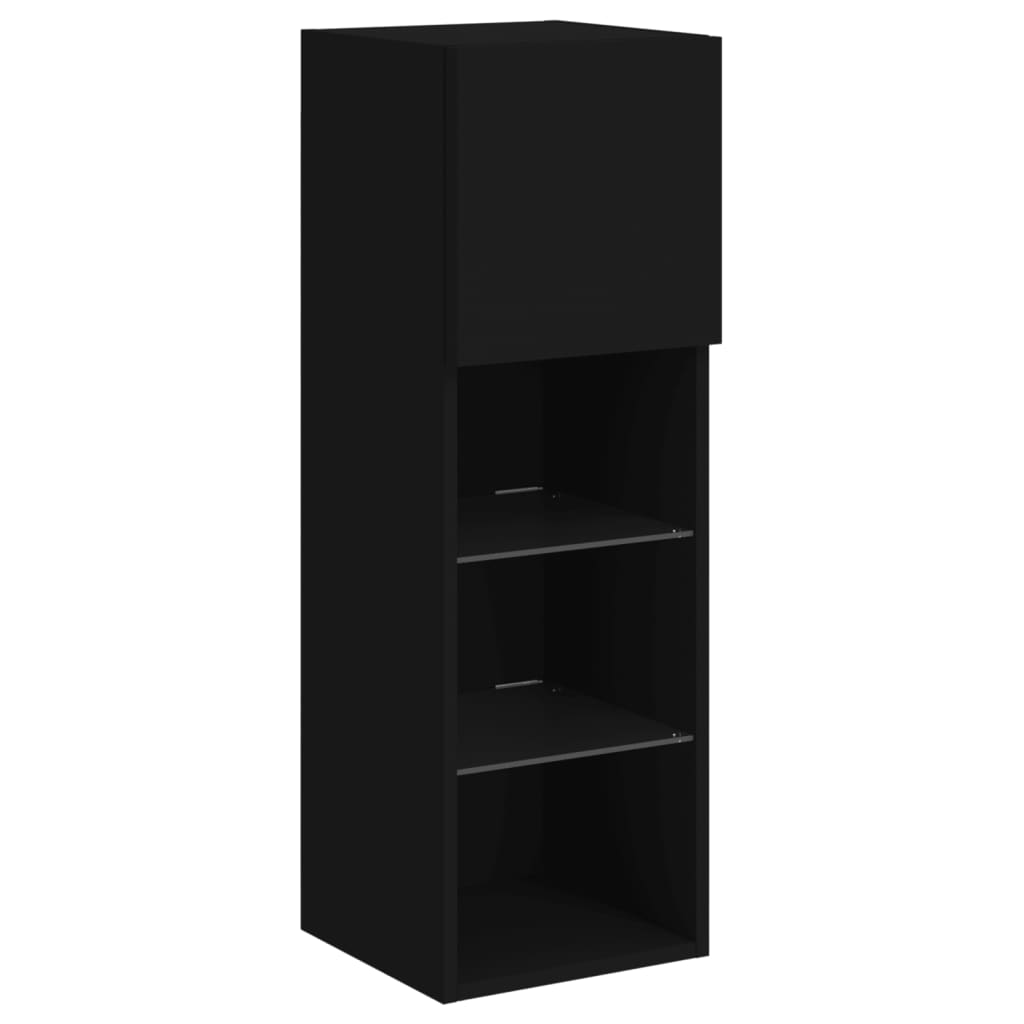 vidaXL TV Cabinet with LED Lights Black 30.5x30x90 cm