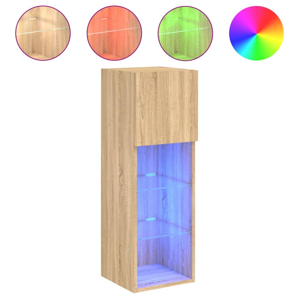 TV Cabinet with LED Lights Sonoma Oak 30,5x30x90 cm