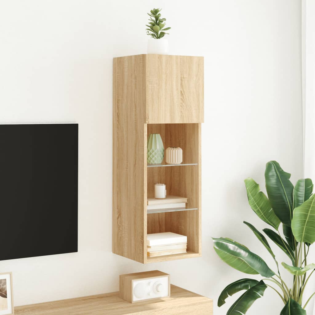 TV Cabinet with LED Lights Sonoma Oak 30,5x30x90 cm