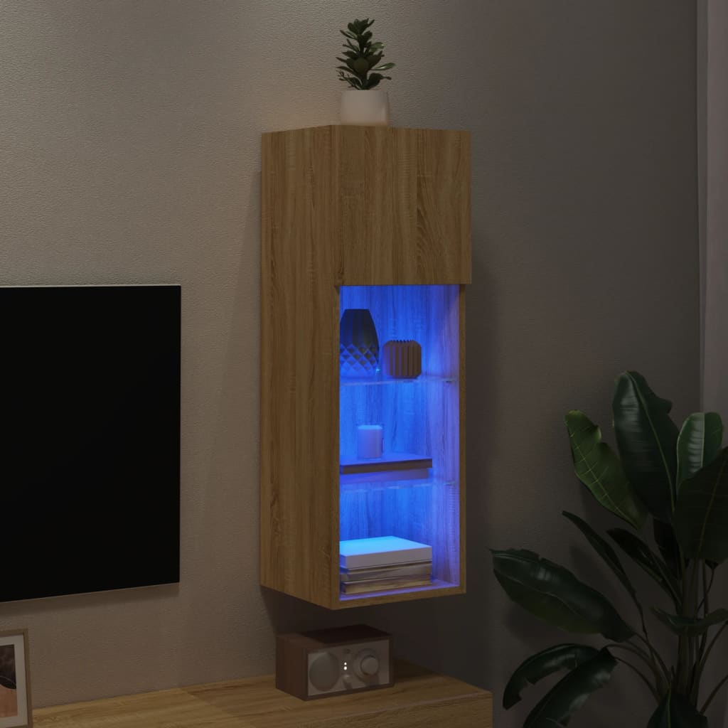 TV Cabinet with LED Lights Sonoma Oak 30,5x30x90 cm