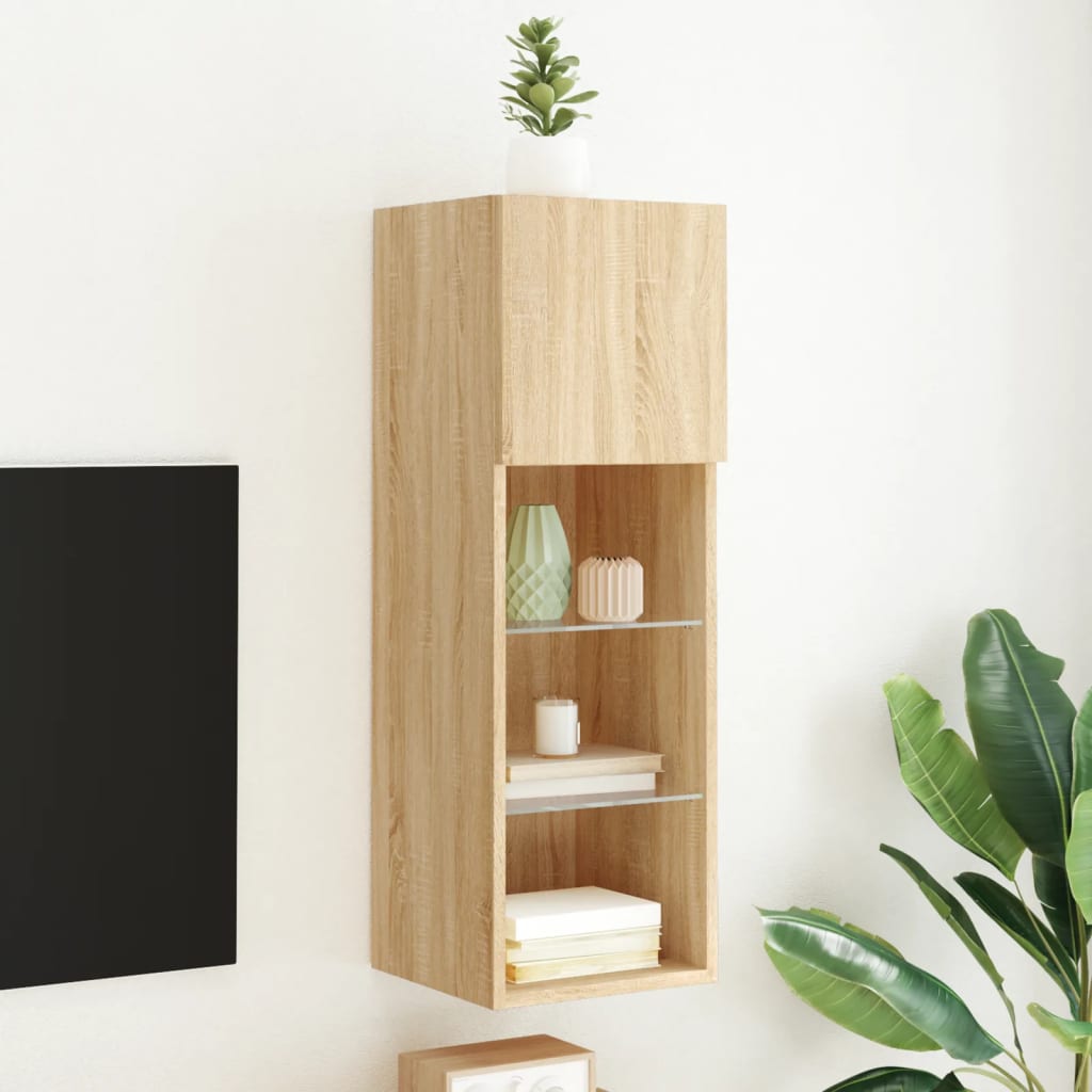 TV Cabinet with LED Lights Sonoma Oak 30,5x30x90 cm