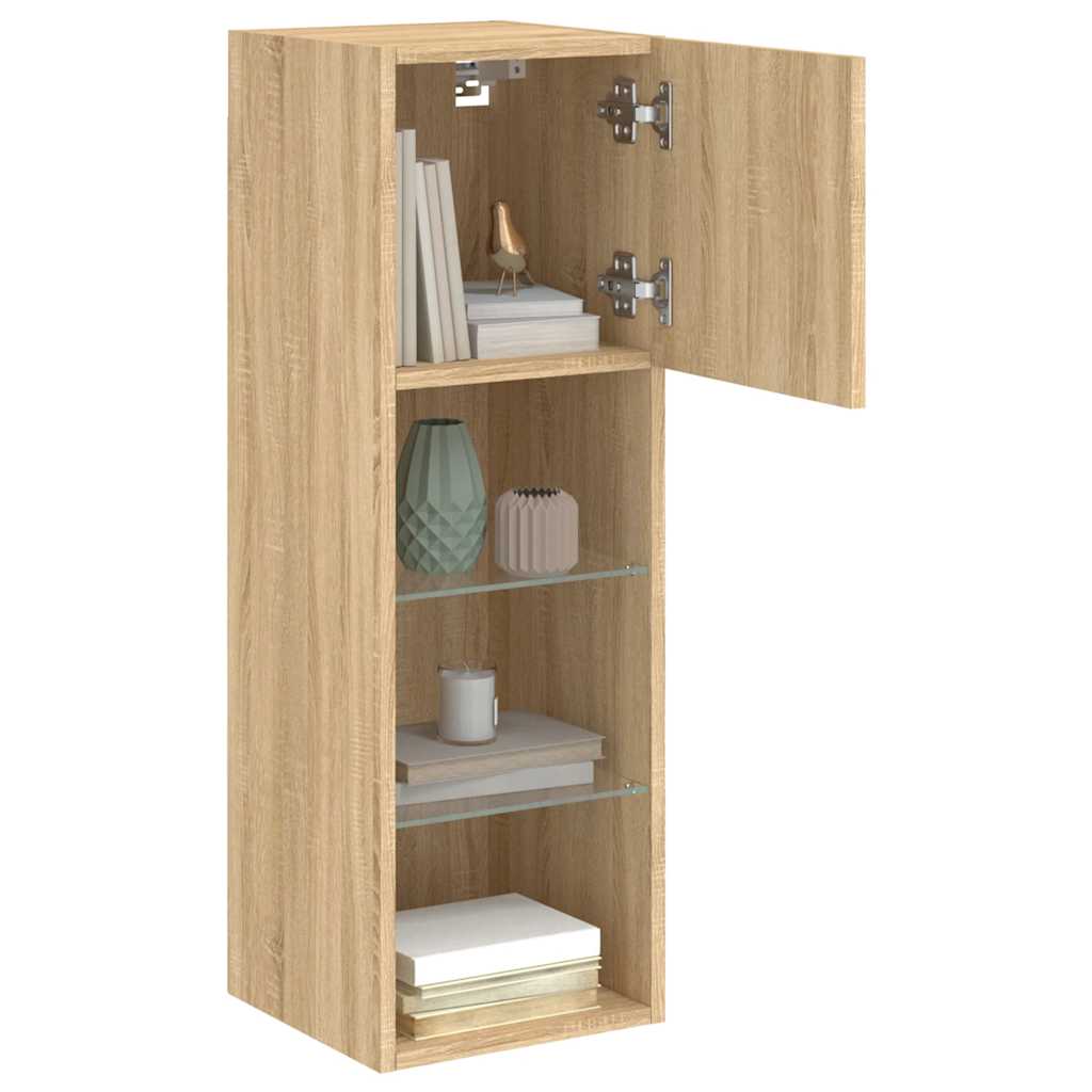 2 Piece TV Cabinet Set with LED Lights Sonoma Oak 30,5x30x90 cm