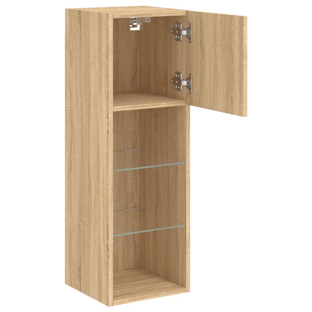 2 Piece TV Cabinet Set with LED Lights Sonoma Oak 30,5x30x90 cm