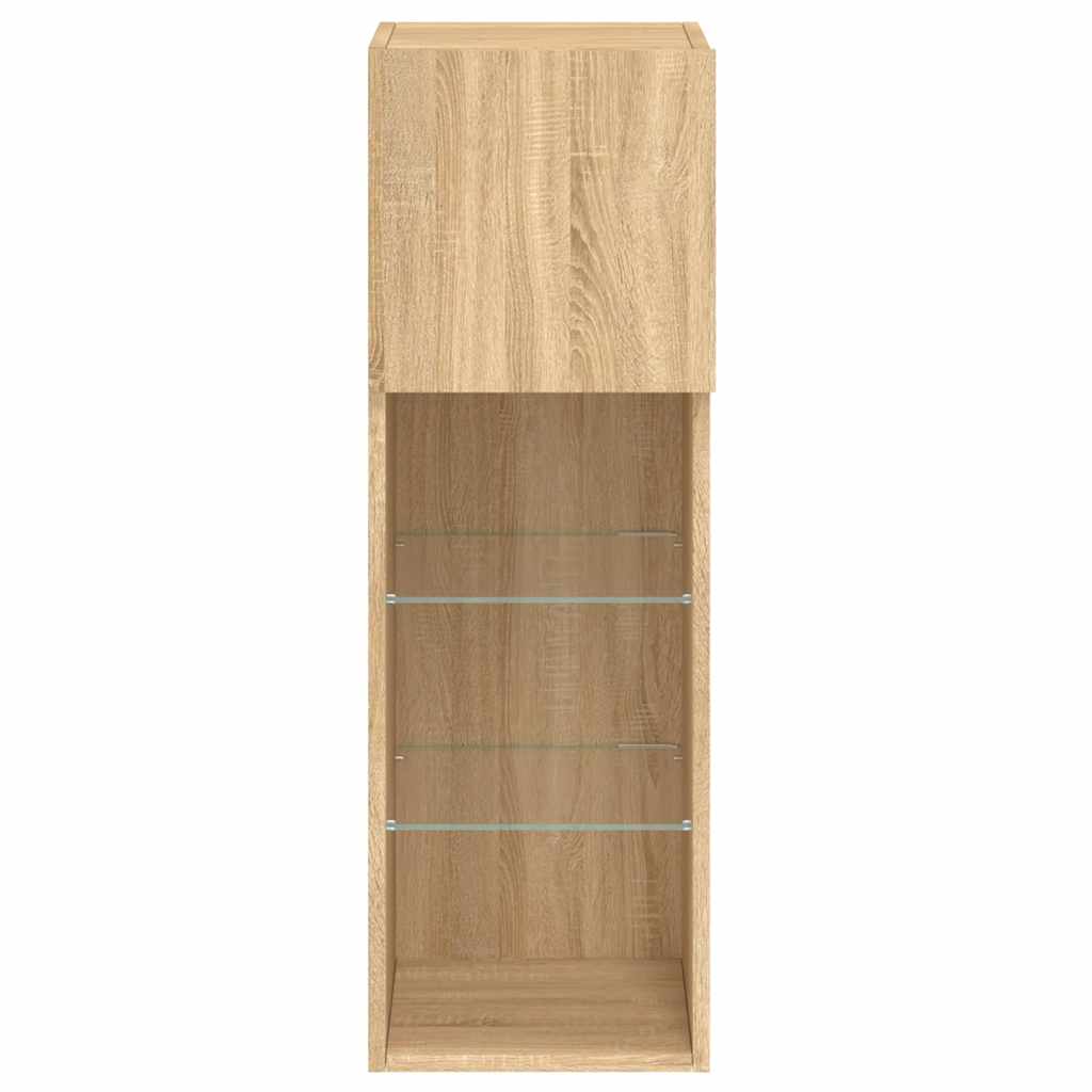 2 Piece TV Cabinet Set with LED Lights Sonoma Oak 30,5x30x90 cm