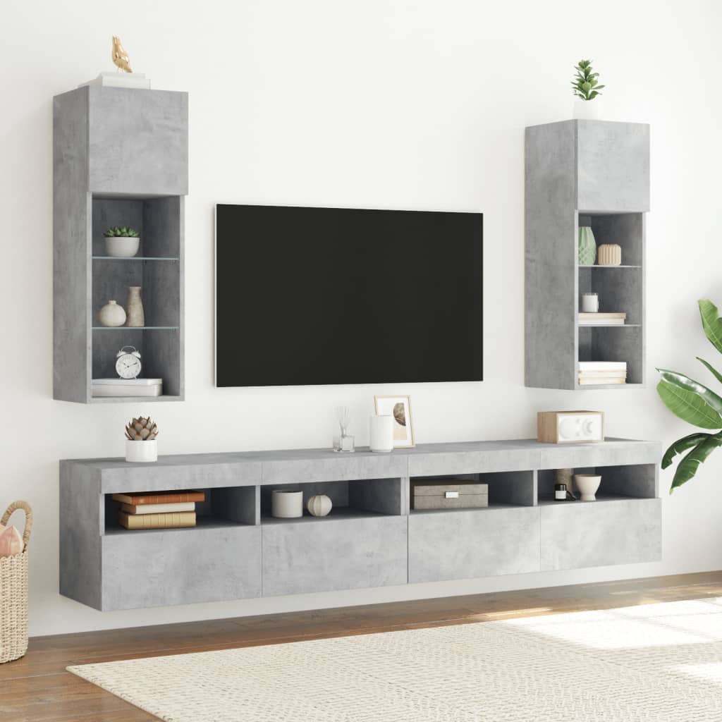 vidaXL TV Cabinet with LED Lights Concrete Grey 30.5x30x90 cm