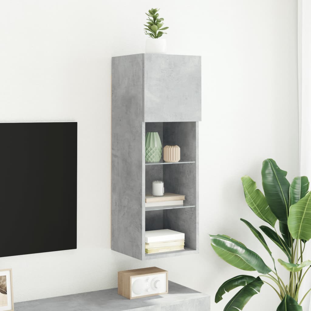 vidaXL TV Cabinet with LED Lights Concrete Grey 30.5x30x90 cm