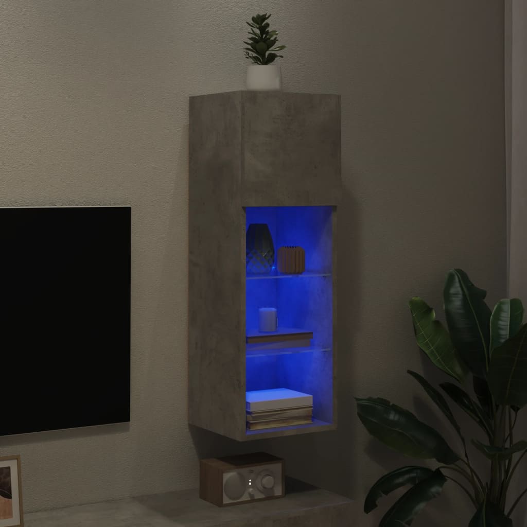 vidaXL TV Cabinet with LED Lights Concrete Grey 30.5x30x90 cm