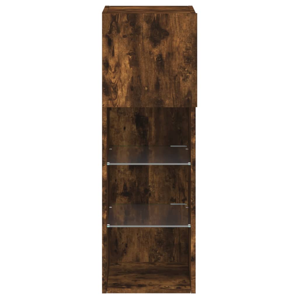 TV Cabinet with LED Lights Smoked Oak 30,5x30x90 cm
