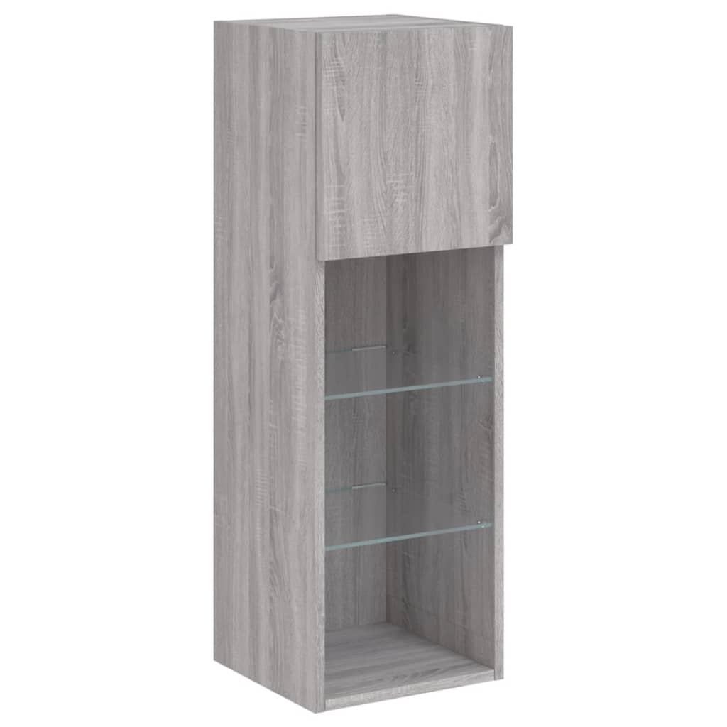 vidaXL TV Cabinet with LED Lights Grey Sonoma 30.5x30x90 cm