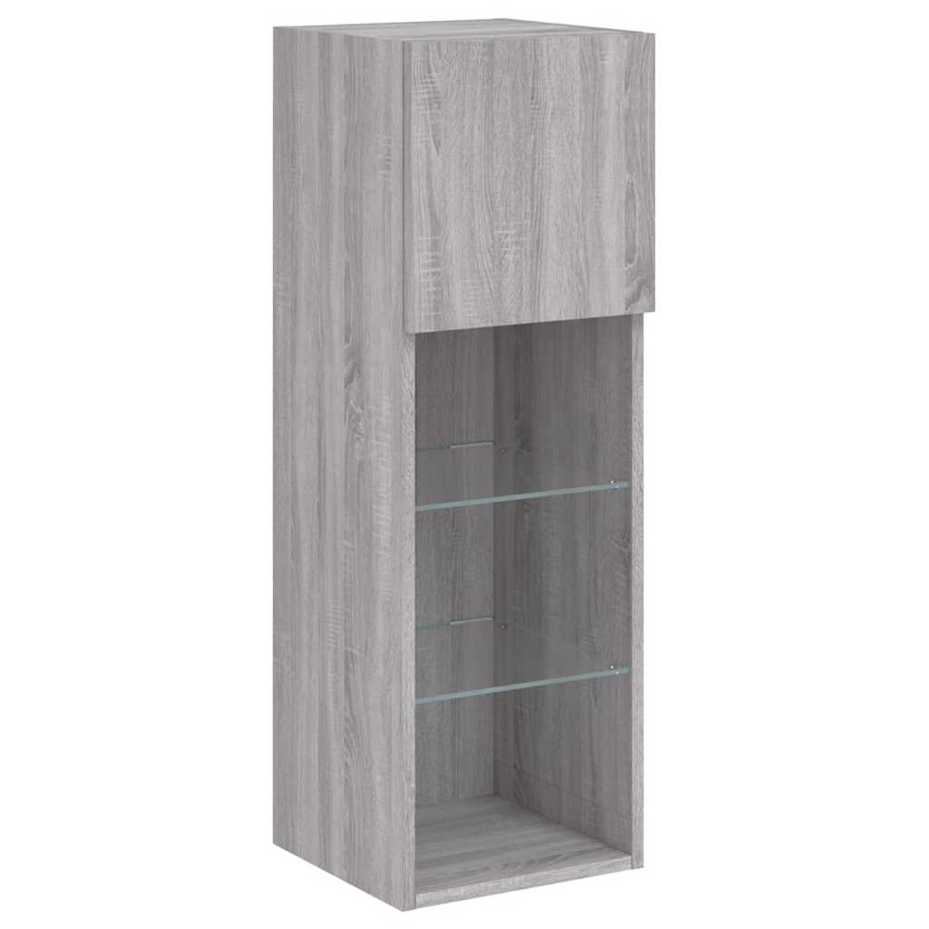 TV Cabinet with LED Lights Grey Sonoma 30,5x30x90 cm