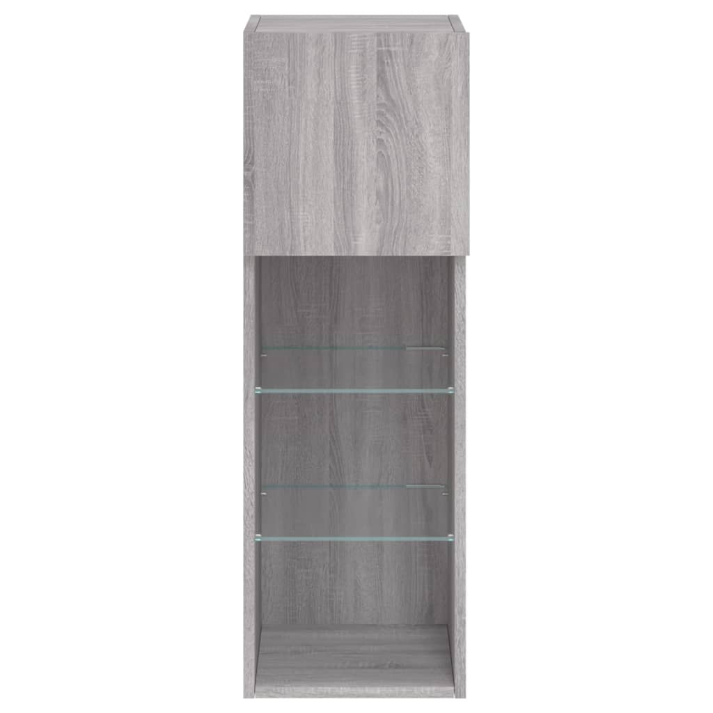 vidaXL TV Cabinet with LED Lights Grey Sonoma 30.5x30x90 cm