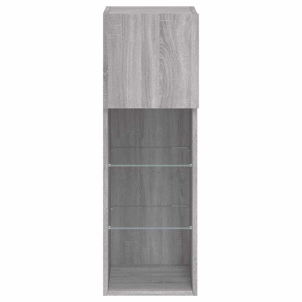 TV Cabinet with LED Lights Grey Sonoma 30,5x30x90 cm