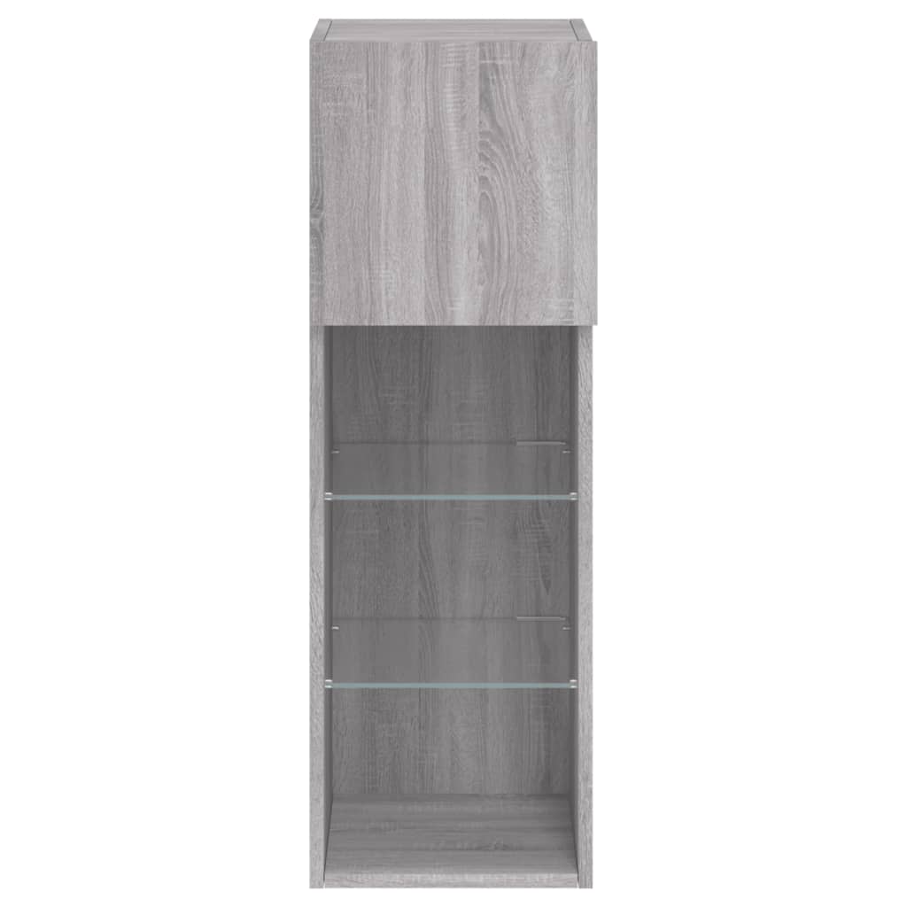 2 Piece TV Cabinet Set with LED Lights Grey Sonoma 30,5x30x90 cm