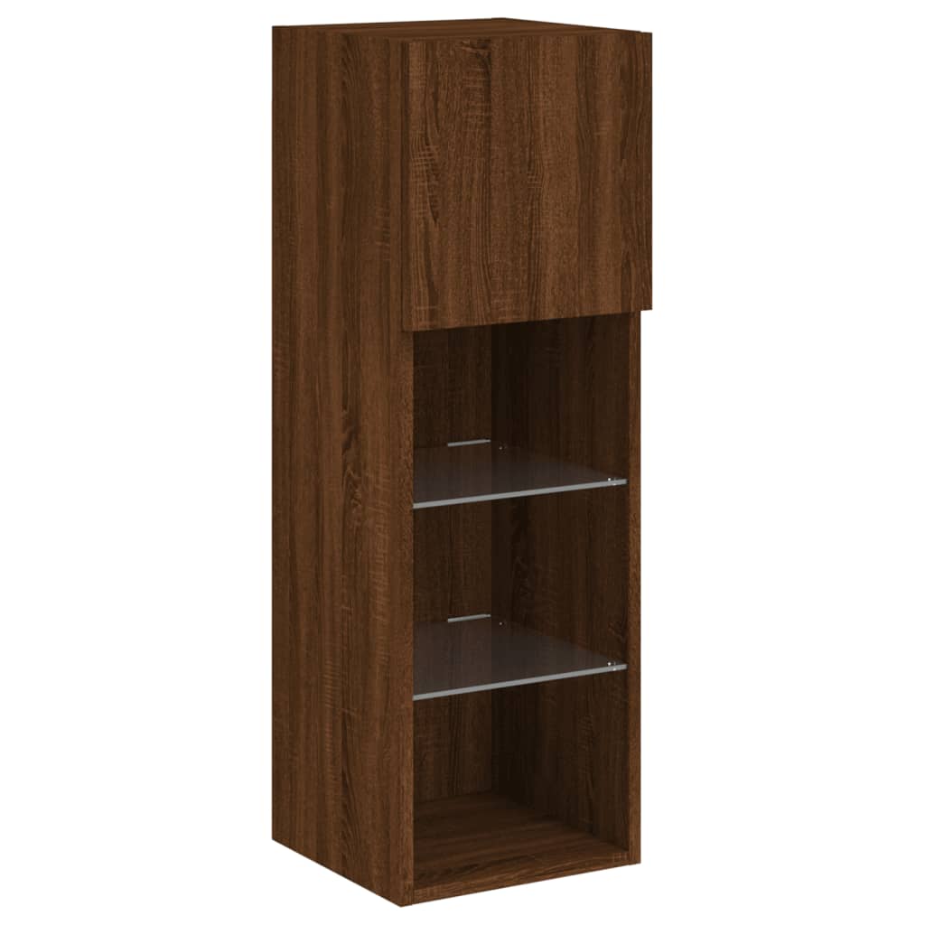 vidaXL TV Cabinet with LED Lights Brown Oak 30.5x30x90 cm