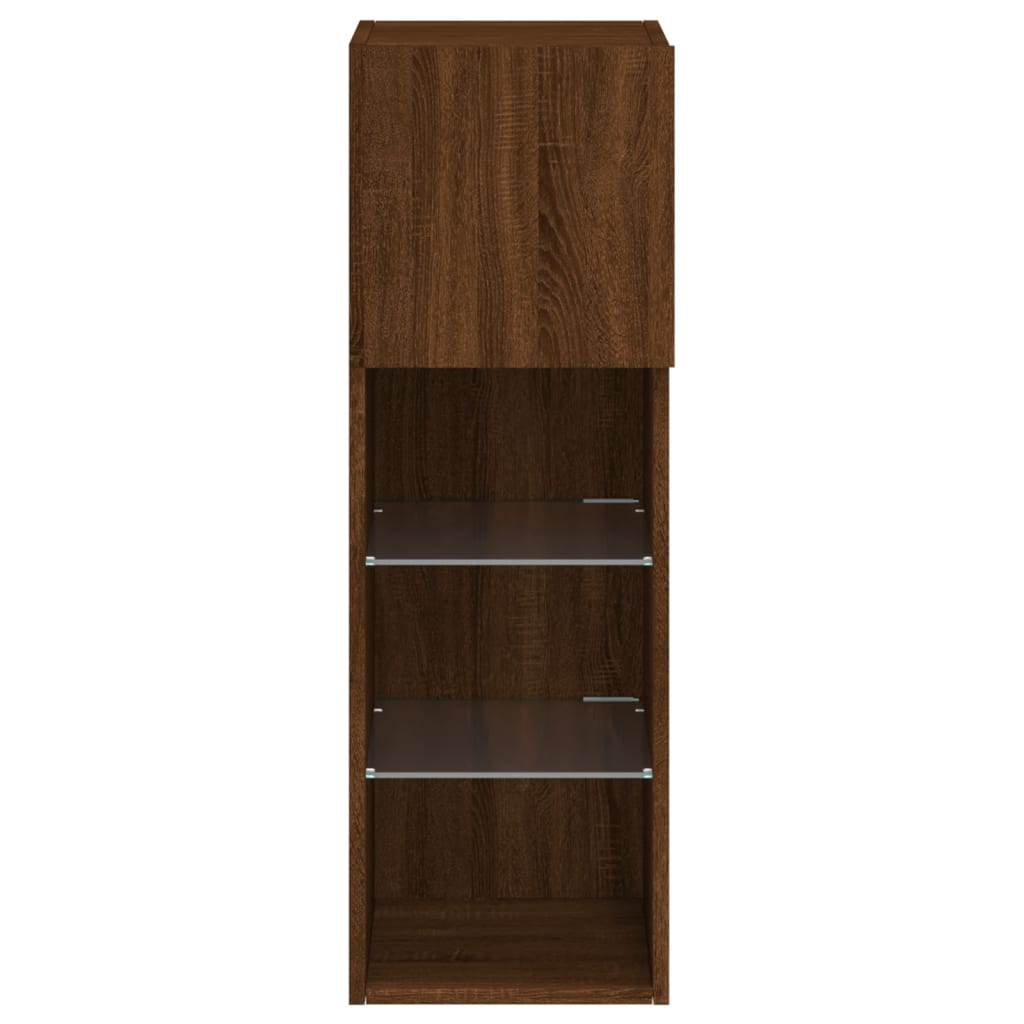 vidaXL TV Cabinet with LED Lights Brown Oak 30.5x30x90 cm