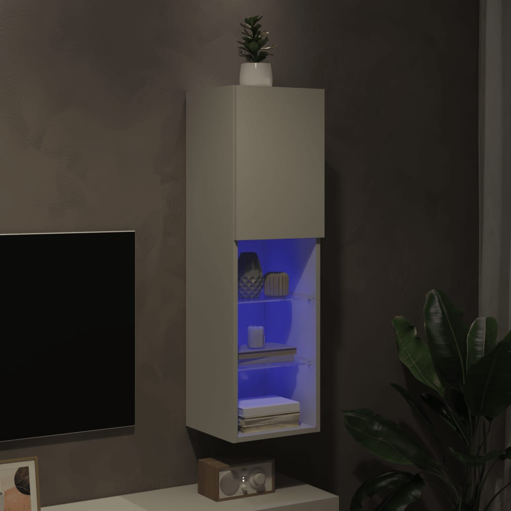 TV Cabinet with LED Lights White 30,5x30x102 cm