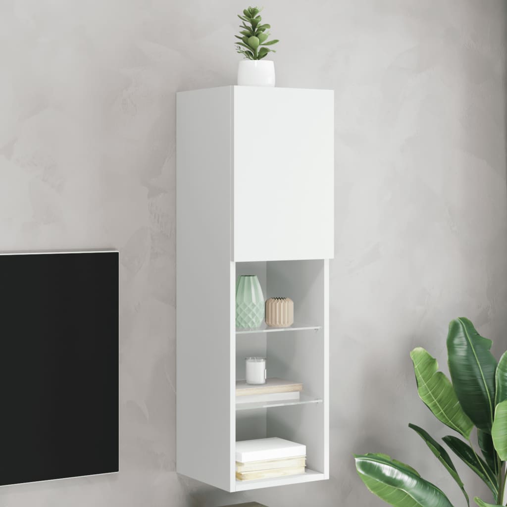 TV Cabinet with LED Lights White 30,5x30x102 cm