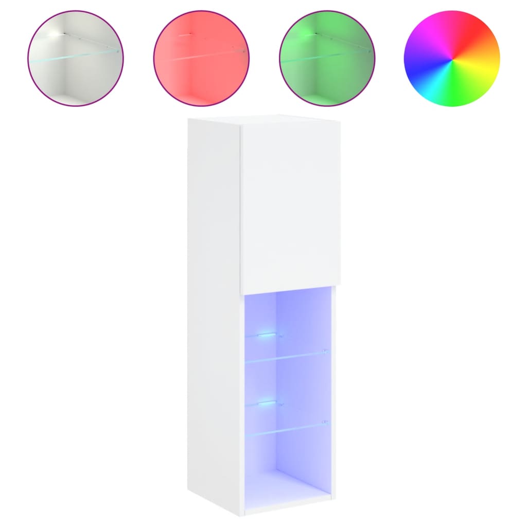 2 Piece TV Cabinet Set with LED Lights White 30,5x30x102 cm