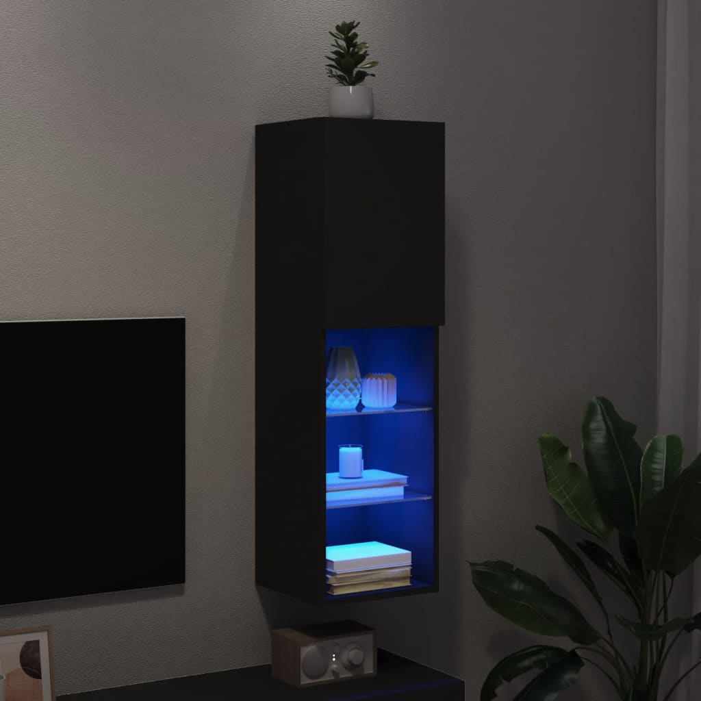 vidaXL TV Cabinet with LED Lights Black 30.5x30x102 cm