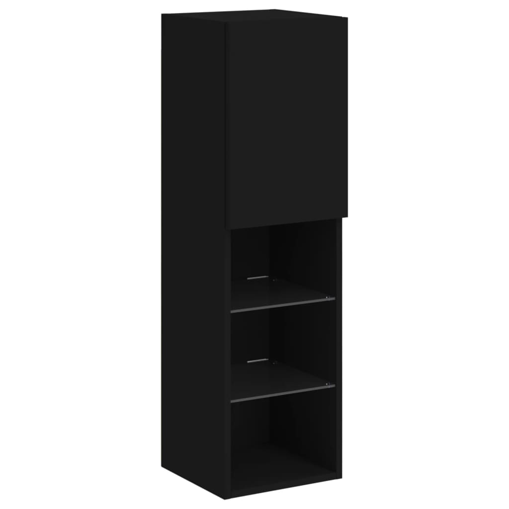 vidaXL TV Cabinets with LED Lights 2 pcs Black 30.5x30x102 cm