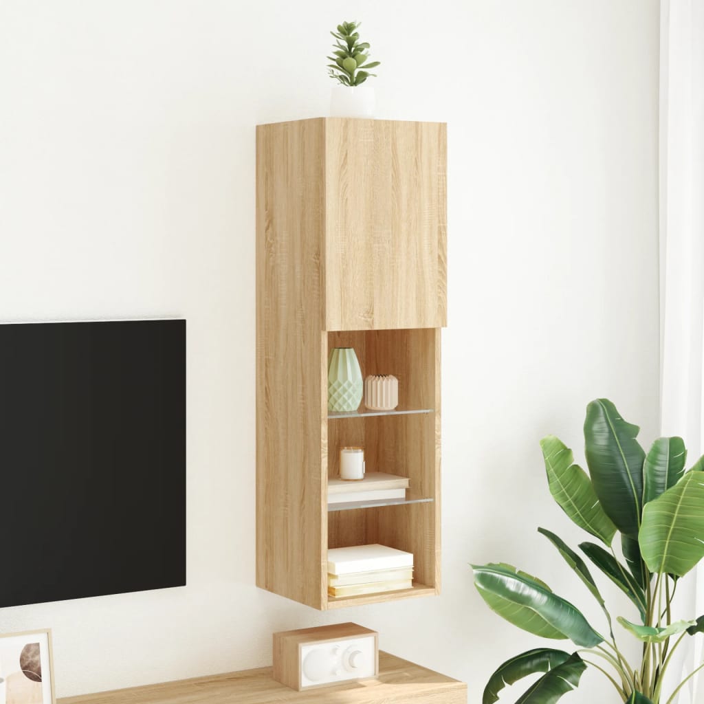 vidaXL TV Cabinet with LED Lights Sonoma Oak 30.5x30x102 cm