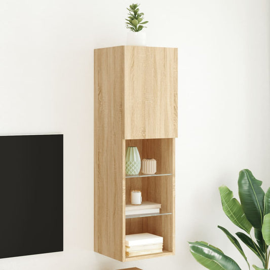 vidaXL TV Cabinet with LED Lights Sonoma Oak 30.5x30x102 cm