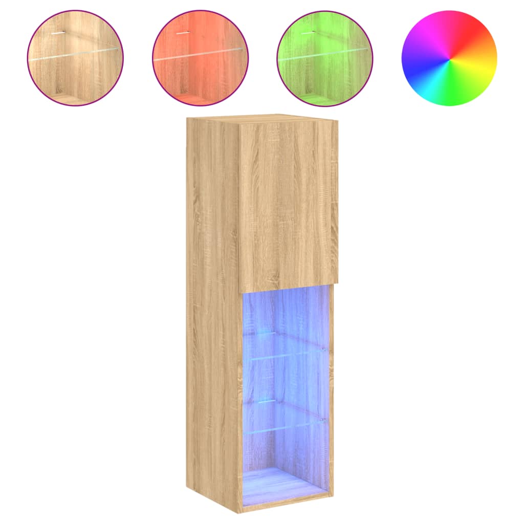 2 Piece TV Cabinet Set with LED Lights Sonoma Oak 30,5x30x102 cm