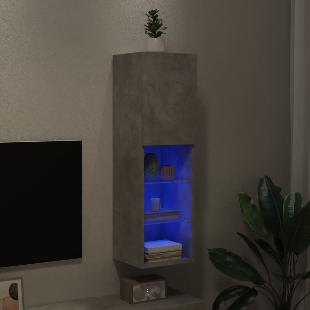 vidaXL TV Cabinet with LED Lights Concrete Grey 30.5x30x102 cm