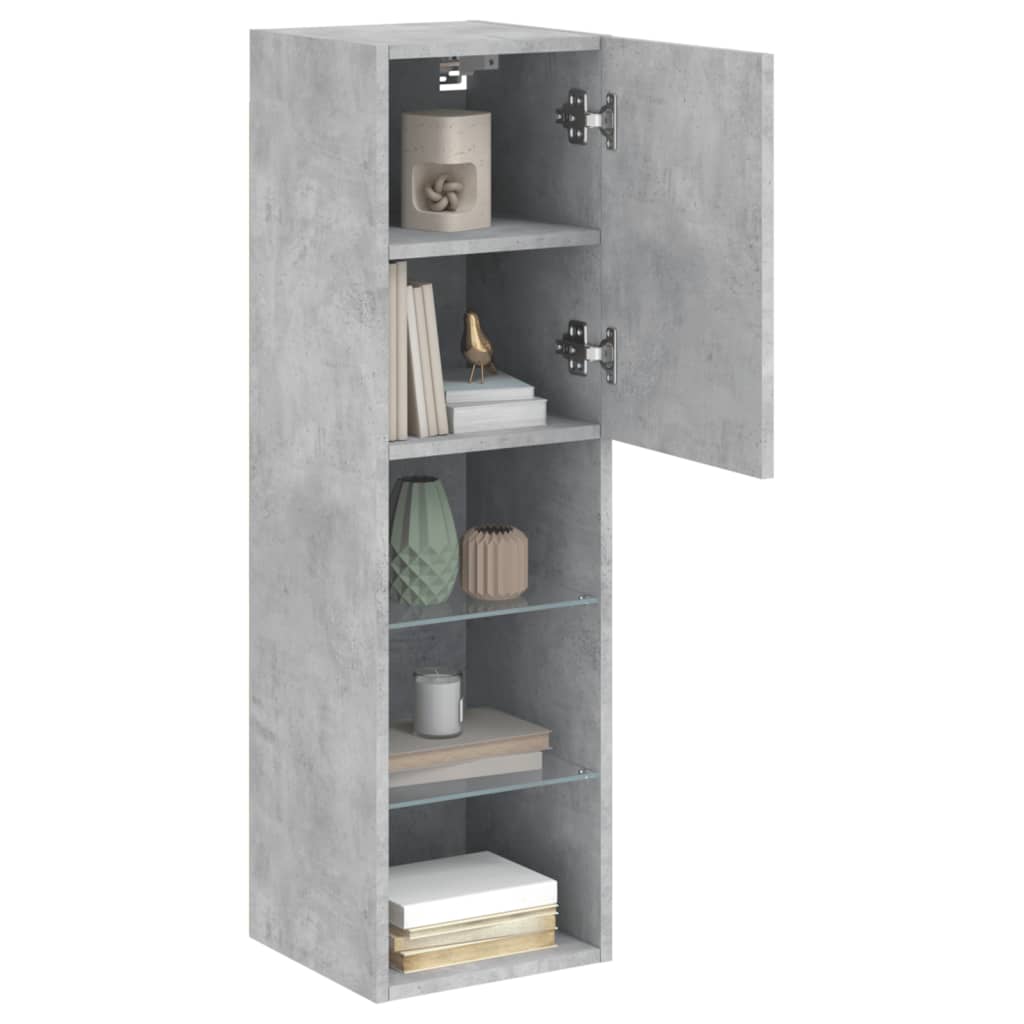 TV Cabinet with LED Lights Concrete Grey 30,5x30x102 cm