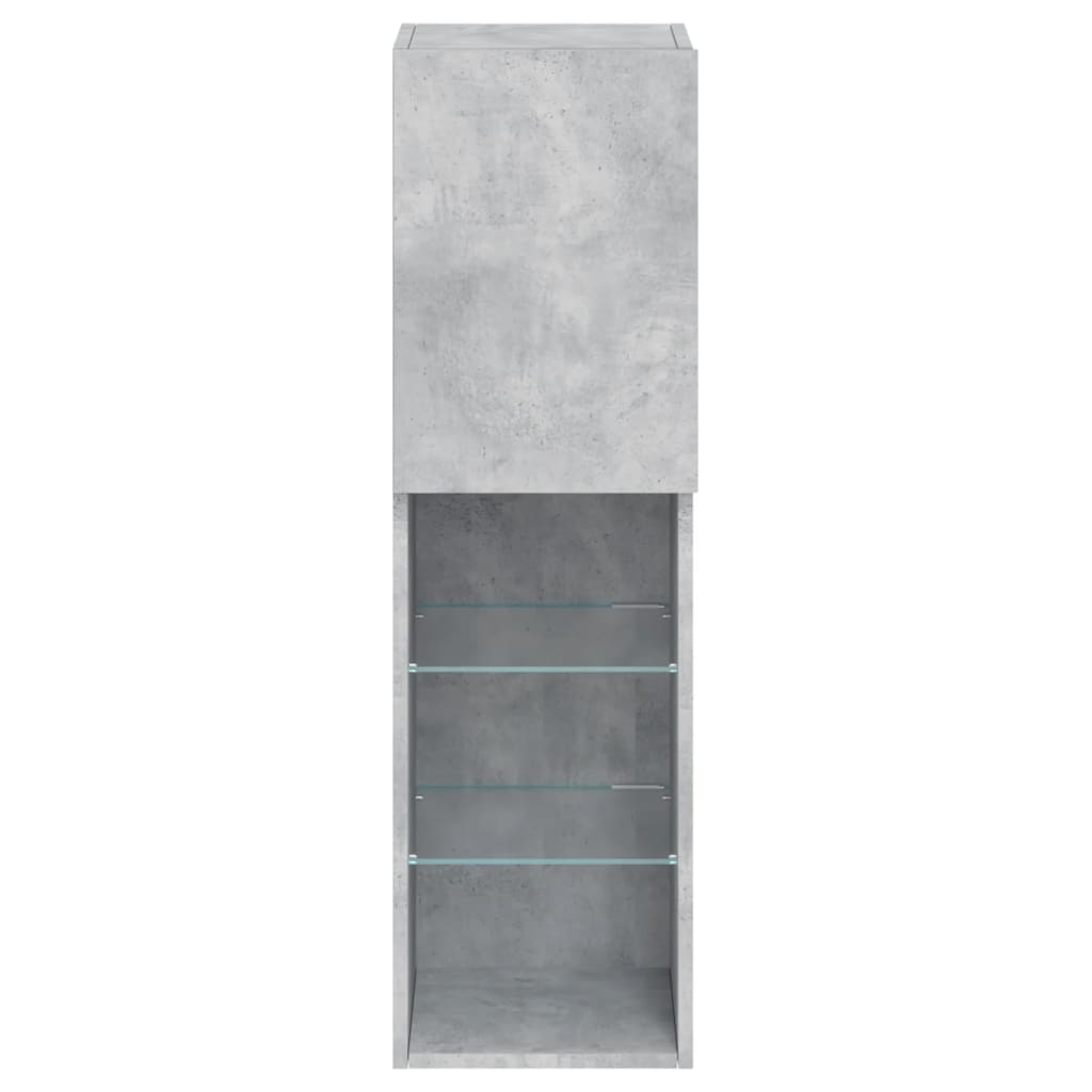 2 Piece TV Cabinet Set with LED Lights Concrete Grey 30,5x30x102 cm